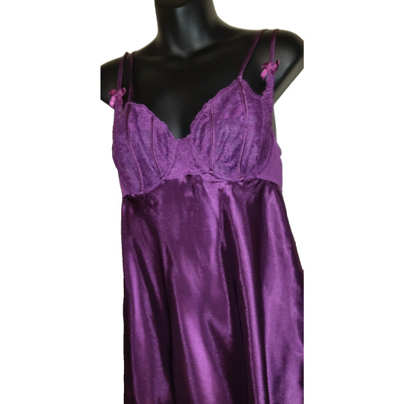 Vintage Y2K Babydoll Slip Dress M Morgan Taylor Purple Nightie Boysenberry NWT - Picture 3 of 15